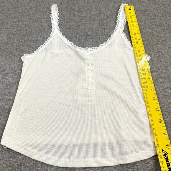 NEW! Hippie Rose Lace Tank Top Cream‎ Ivory Lightweight Junior Large Scoop Neck - Picture 5 of 11